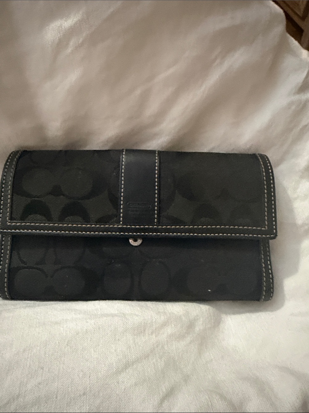 Coach Black Signature Canvas Continental Wallet